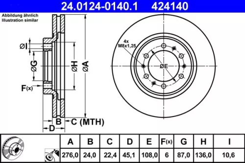 Remschijf ATE 24.0124-0140.1)
