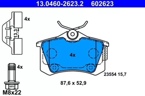 Brake Pad Set, disc brake ATE 13.0460-2623.2)