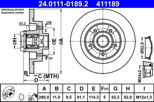 Remschijf ATE 24.0111-0189.2)