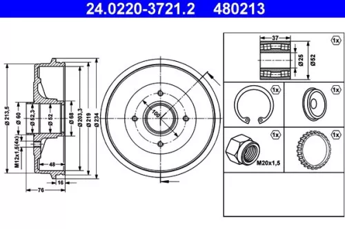 Brake Drum ATE 24.0220-3721.2)
