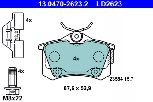 Brake Pad Set, disc brake ATE 13.0470-2623.2)