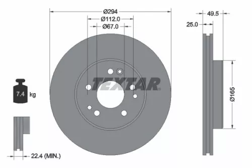 Remschijf TEXTAR 92060000)