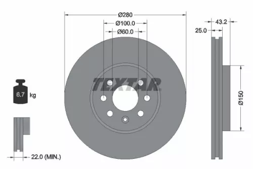Remschijf TEXTAR 92129303)
