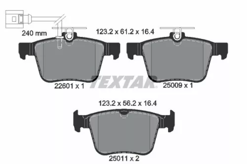 Brake Pad Set, disc brake TEXTAR 2260101)