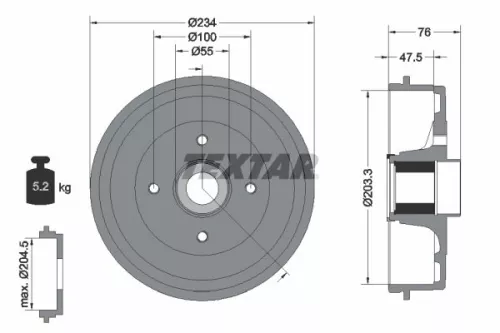 Brake Drum TEXTAR 94045800)