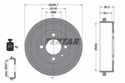 Brake Drum TEXTAR 94022800)
