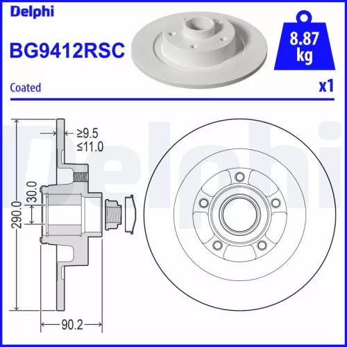 Remschijf DELPHI BG9412RSC)