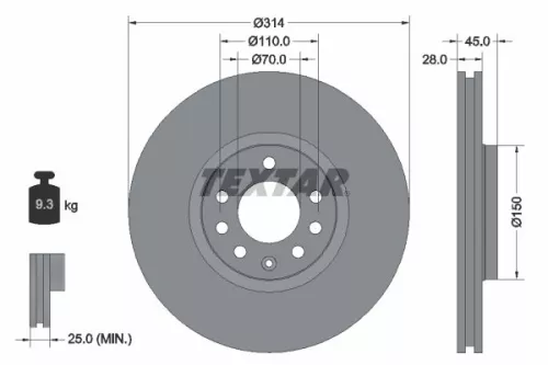 Brake Disc TEXTAR 92118803)