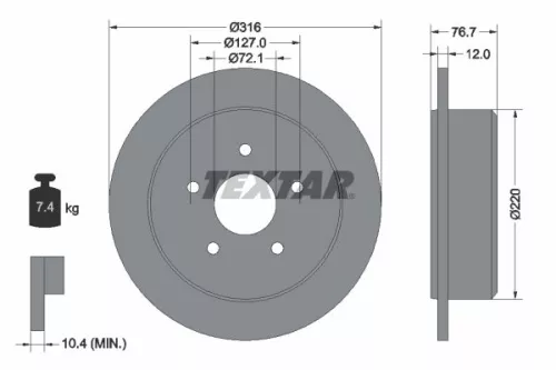 Remschijf TEXTAR 92227700)