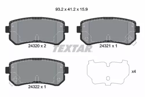 Brake Pad Set, disc brake TEXTAR 2432001)