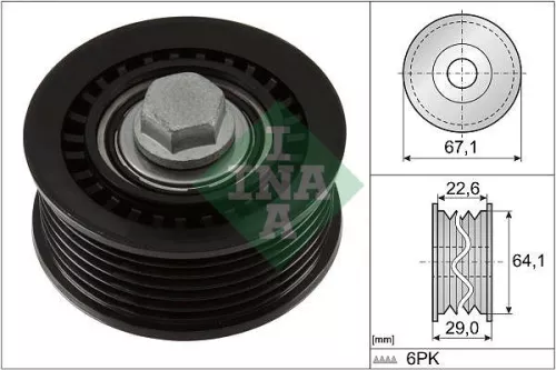 Ombuigings-/geleidingspoelie, V-geribbelde riem Schaeffler INA 532 1076 10)
