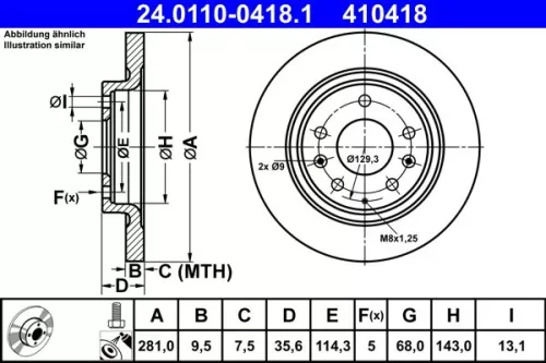 Remschijf ATE 24.0110-0418.1)