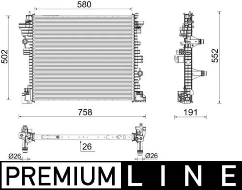 Radiator, motorkoeling MAHLE CR 2598 000P)
