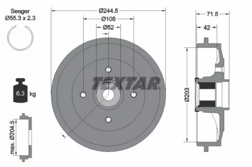 Brake Drum TEXTAR 94041200)