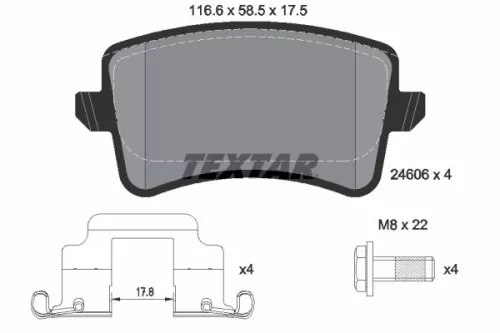 Brake Pad Set, disc brake TEXTAR 2460602)