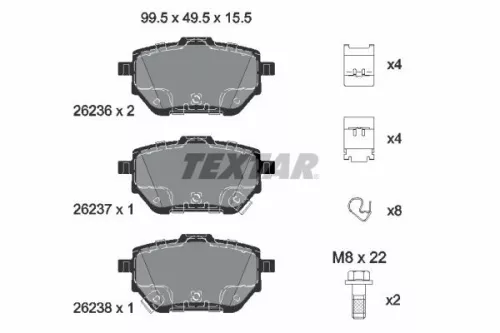 Remblokkenset, schijfrem TEXTAR 2623601)