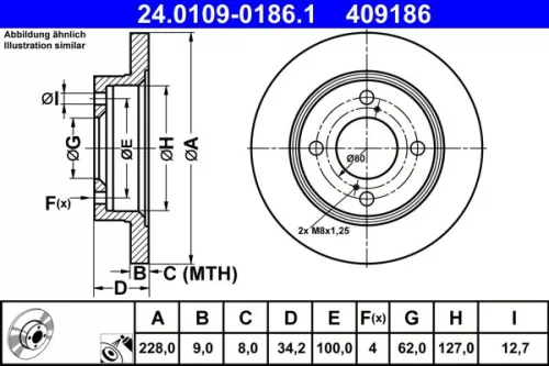 Remschijf ATE 24.0109-0186.1)