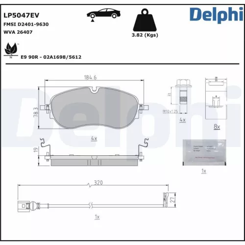 Remblokkenset, schijfrem DELPHI LP5047EV)