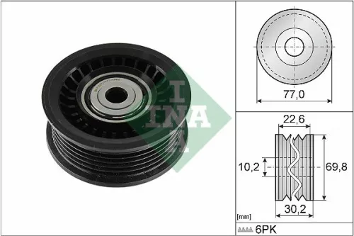 Ombuigings-/geleidingspoelie, V-geribbelde riem Schaeffler INA 532 1075 10)