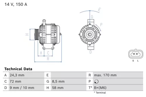 Alternator BOSCH 0 986 085 110)