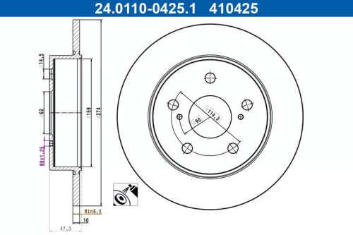 Remschijf ATE 24.0110-0425.1)