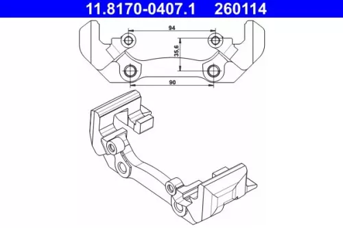 Bracket, brake caliper ATE 11.8170-0407.1)