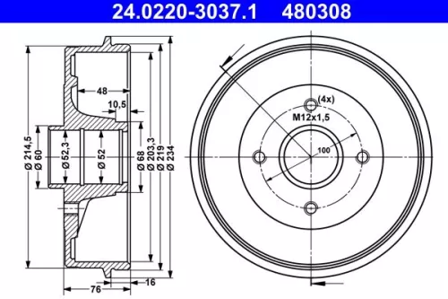 Brake Drum ATE 24.0220-3037.1)