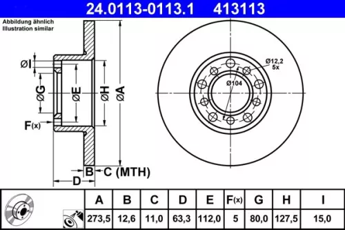 Remschijf ATE 24.0113-0113.1)