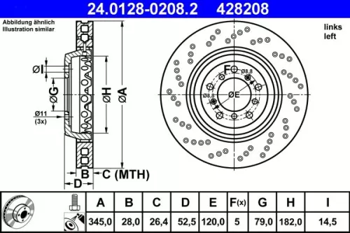 Remschijf ATE 24.0128-0208.2)