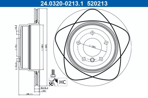 Remschijf ATE 24.0320-0213.1)