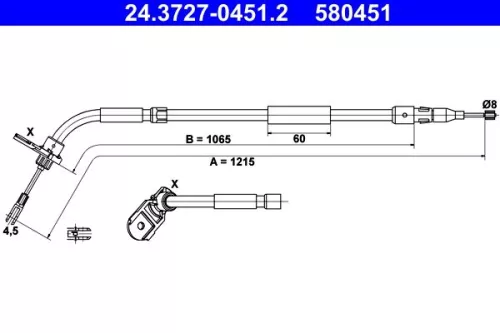 Kabeltrek, parkeerrem ATE 24.3727-0451.2)