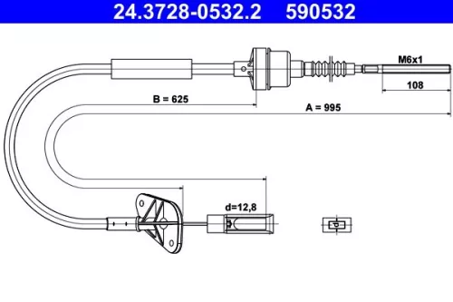Cable Pull, clutch control ATE 24.3728-0532.2)