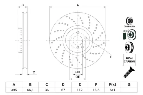 Remschijf BOSCH 0 986 479 F55)
