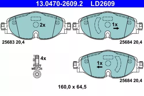 Brake Pad Set, disc brake ATE 13.0470-2609.2)