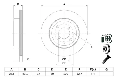 Remschijf BOSCH 0 986 479 E75)