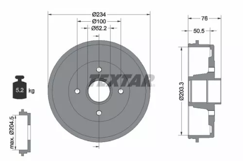 Brake Drum TEXTAR 94019700)
