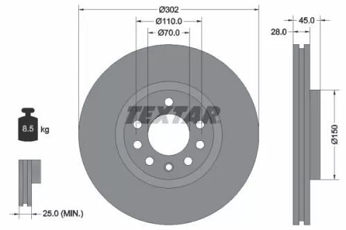 Remschijf TEXTAR 92118303)
