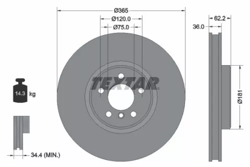 Remschijf TEXTAR 92161005)