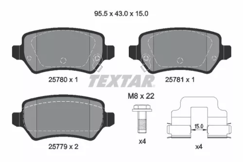 Brake Pad Set, disc brake TEXTAR 2578001)