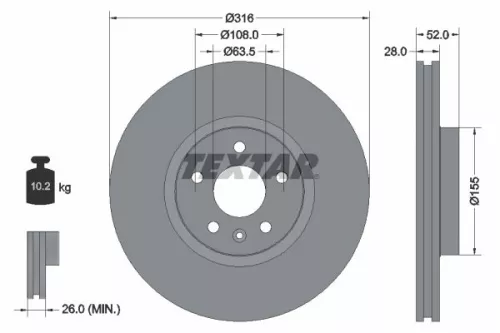 Remschijf TEXTAR 92162305)