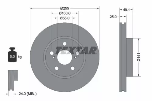 Brake Disc TEXTAR 92077400)