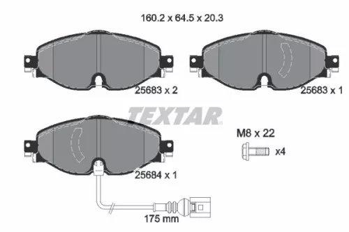 Brake Pad Set, disc brake TEXTAR 2568301)