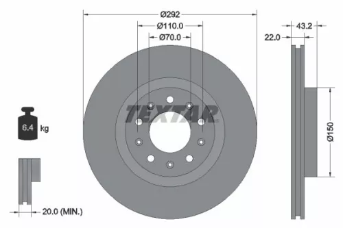 Remschijf TEXTAR 92221103)