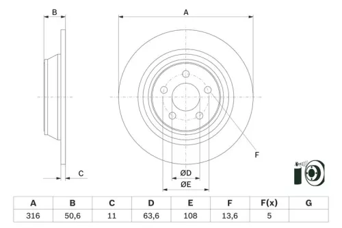 Remschijf BOSCH 0 986 479 E82)