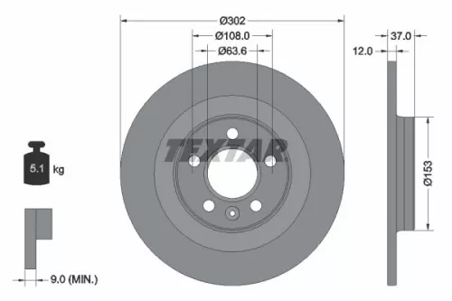 Remschijf TEXTAR 92304703)