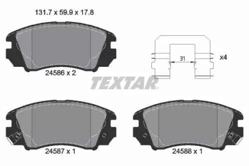Brake Pad Set, disc brake TEXTAR 2458601)