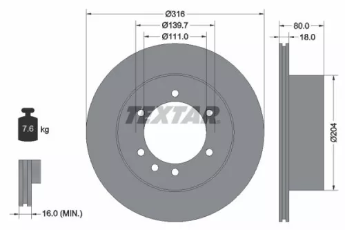 Remschijf TEXTAR 92129900)