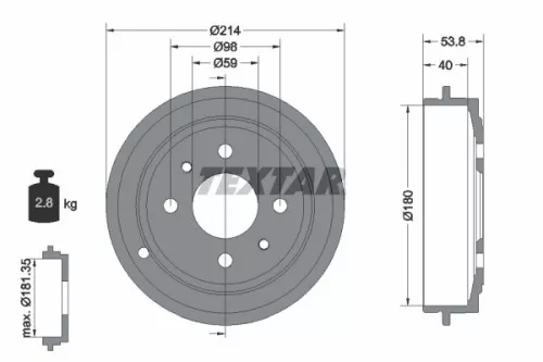 Brake Drum TEXTAR 94014800)