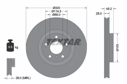 Remschijf TEXTAR 92162405)