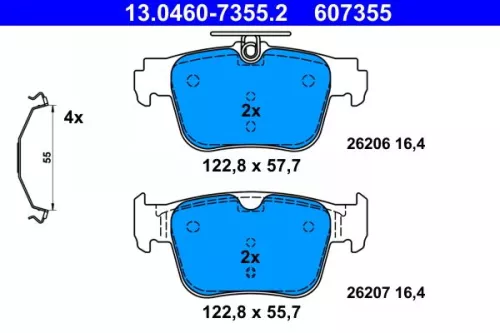 Brake Pad Set, disc brake ATE 13.0460-7355.2)